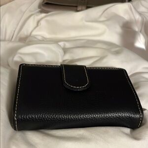 Black Leather Wallet with Textured Finish